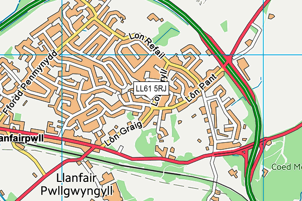 LL61 5RJ map - OS VectorMap District (Ordnance Survey) LL61 5RJ map - OS VectorMap District (Ordnance Survey)