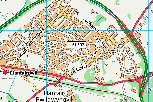 LL61 5RZ map - OS VectorMap District (Ordnance Survey) LL61 5RZ map - OS VectorMap District (Ordnance Survey)