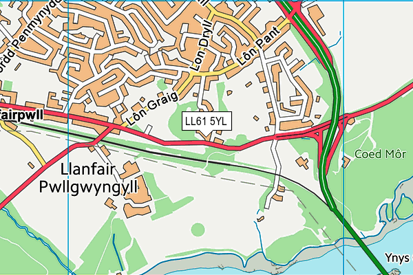 LL61 5YL map - OS VectorMap District (Ordnance Survey) LL61 5YL map - OS VectorMap District (Ordnance Survey)
