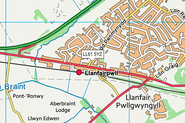 LL61 5YZ map - OS VectorMap District (Ordnance Survey) LL61 5YZ map - OS VectorMap District (Ordnance Survey)