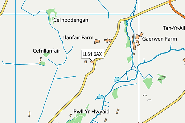 LL61 6AX map - OS VectorMap District (Ordnance Survey) LL61 6AX map - OS VectorMap District (Ordnance Survey)