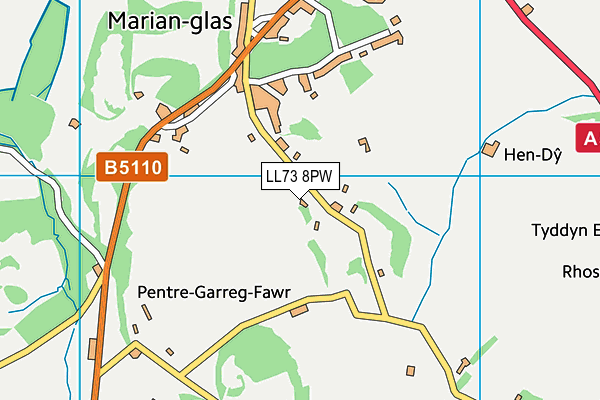 LL73 8PW map - OS VectorMap District (Ordnance Survey) LL73 8PW map - OS VectorMap District (Ordnance Survey)