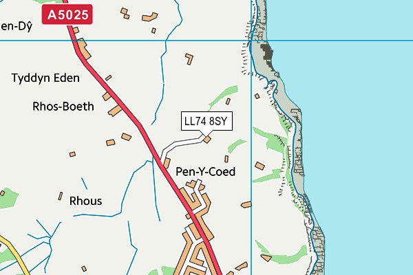LL74 8SY map - OS VectorMap District (Ordnance Survey) LL74 8SY map - OS VectorMap District (Ordnance Survey)