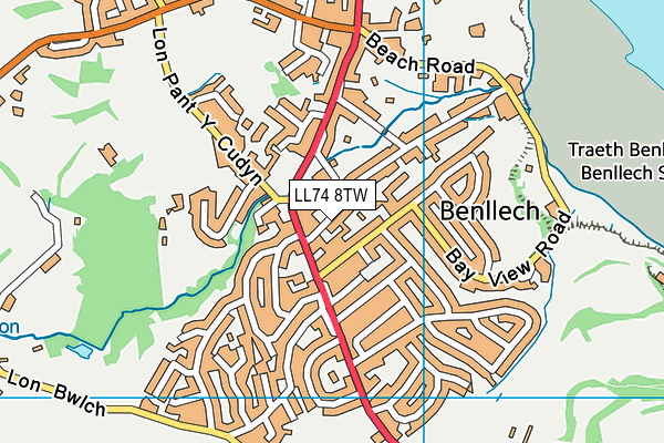 LL74 8TW map - OS VectorMap District (Ordnance Survey) LL74 8TW map - OS VectorMap District (Ordnance Survey)