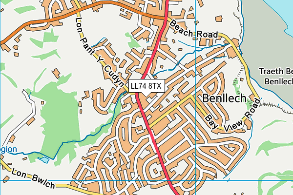 LL74 8TX map - OS VectorMap District (Ordnance Survey) LL74 8TX map - OS VectorMap District (Ordnance Survey)