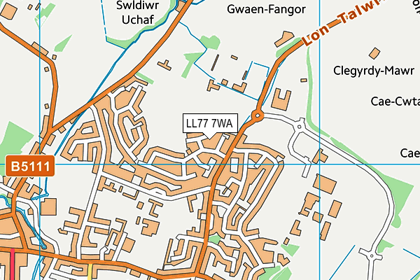 LL77 7WA map - OS VectorMap District (Ordnance Survey) LL77 7WA map - OS VectorMap District (Ordnance Survey)