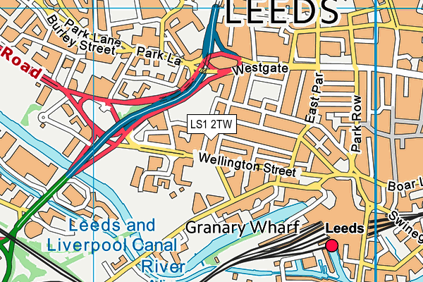 LS1 2TW map - OS VectorMap District (Ordnance Survey)
