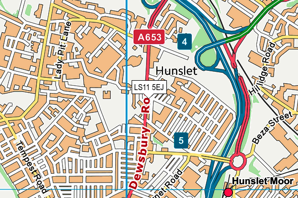 LS11 5EJ map - OS VectorMap District (Ordnance Survey) LS11 5EJ map - OS VectorMap District (Ordnance Survey)