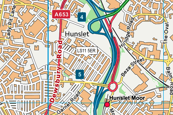 LS11 5ER map - OS VectorMap District (Ordnance Survey)