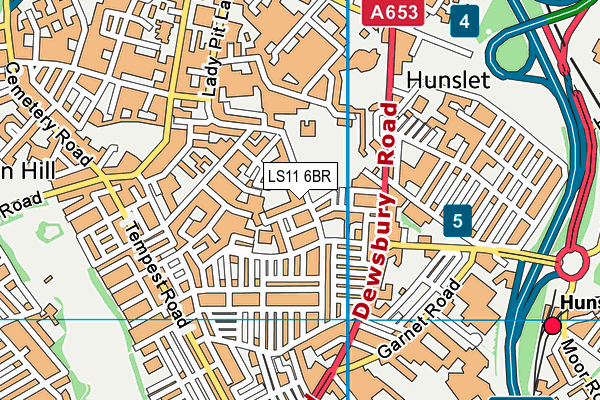 LS11 6BR map - OS VectorMap District (Ordnance Survey) LS11 6BR map - OS VectorMap District (Ordnance Survey)
