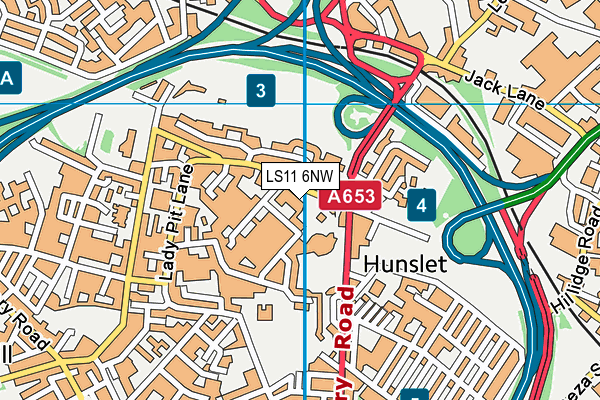 LS11 6NW map - OS VectorMap District (Ordnance Survey) LS11 6NW map - OS VectorMap District (Ordnance Survey)