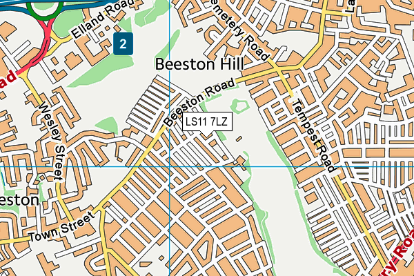 LS11 7LZ map - OS VectorMap District (Ordnance Survey)