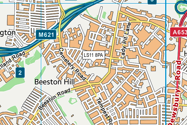 LS11 8PA map - OS VectorMap District (Ordnance Survey)
