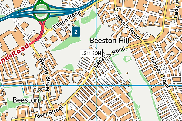 LS11 8QN map - OS VectorMap District (Ordnance Survey)