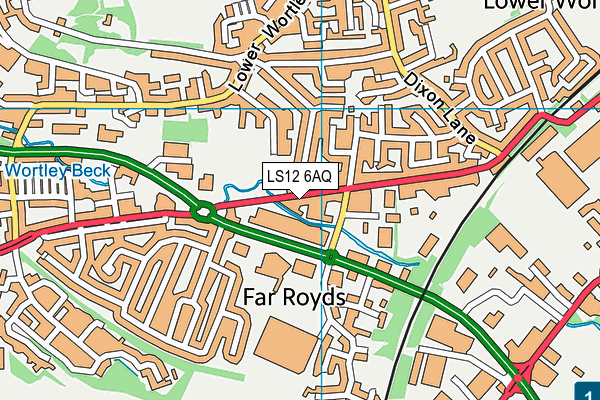 LS12 6AQ map - OS VectorMap District (Ordnance Survey) LS12 6AQ map - OS VectorMap District (Ordnance Survey)
