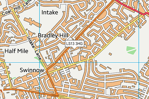 LS13 3HG map - OS VectorMap District (Ordnance Survey) LS13 3HG map - OS VectorMap District (Ordnance Survey)