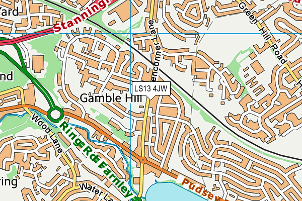 LS13 4JW map - OS VectorMap District (Ordnance Survey) LS13 4JW map - OS VectorMap District (Ordnance Survey)