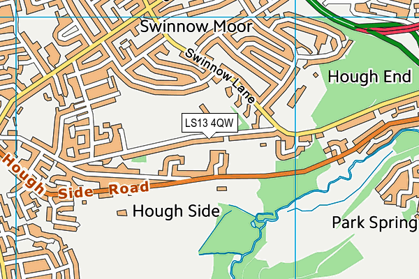 LS13 4QW map - OS VectorMap District (Ordnance Survey) LS13 4QW map - OS VectorMap District (Ordnance Survey)