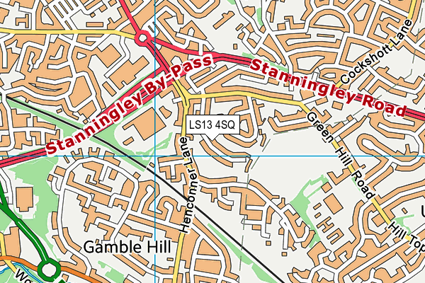 LS13 4SQ map - OS VectorMap District (Ordnance Survey) LS13 4SQ map - OS VectorMap District (Ordnance Survey)