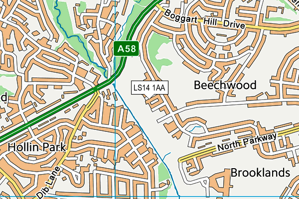 LS14 1AA map - OS VectorMap District (Ordnance Survey) LS14 1AA map - OS VectorMap District (Ordnance Survey)