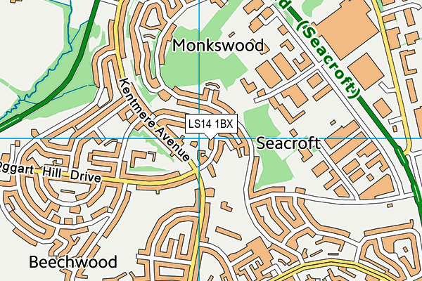 LS14 1BX map - OS VectorMap District (Ordnance Survey) LS14 1BX map - OS VectorMap District (Ordnance Survey)