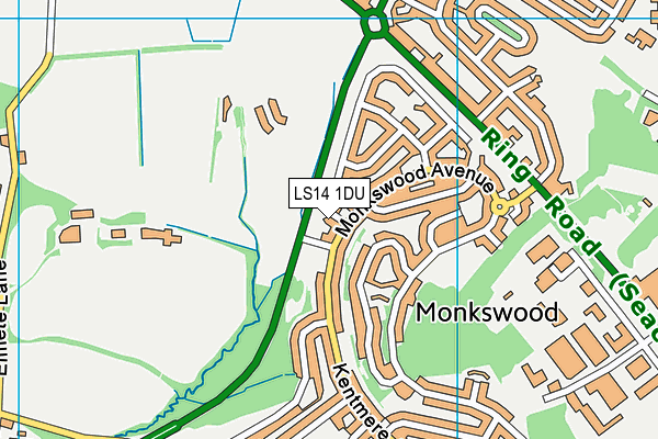 LS14 1DU map - OS VectorMap District (Ordnance Survey) LS14 1DU map - OS VectorMap District (Ordnance Survey)