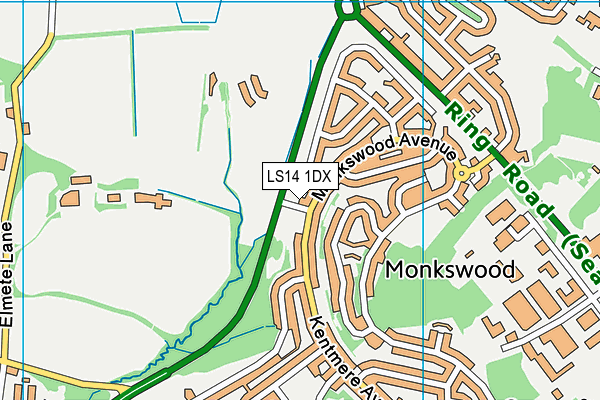 LS14 1DX map - OS VectorMap District (Ordnance Survey) LS14 1DX map - OS VectorMap District (Ordnance Survey)