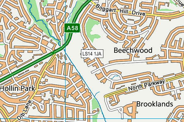 LS14 1JA map - OS VectorMap District (Ordnance Survey)