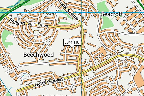 LS14 1JU map - OS VectorMap District (Ordnance Survey) LS14 1JU map - OS VectorMap District (Ordnance Survey)