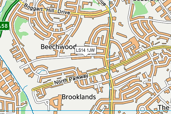 LS14 1JW map - OS VectorMap District (Ordnance Survey) LS14 1JW map - OS VectorMap District (Ordnance Survey)