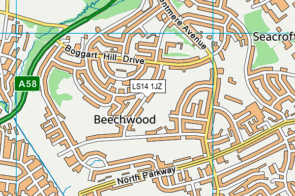 LS14 1JZ map - OS VectorMap District (Ordnance Survey) LS14 1JZ map - OS VectorMap District (Ordnance Survey)