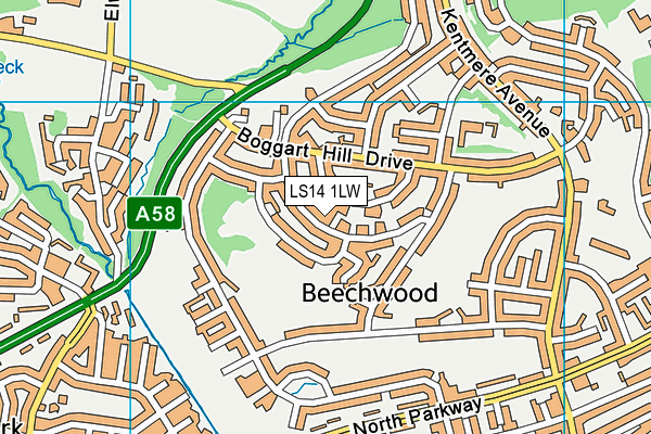 LS14 1LW map - OS VectorMap District (Ordnance Survey) LS14 1LW map - OS VectorMap District (Ordnance Survey)