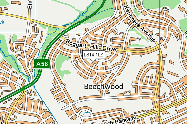 LS14 1LZ map - OS VectorMap District (Ordnance Survey) LS14 1LZ map - OS VectorMap District (Ordnance Survey)