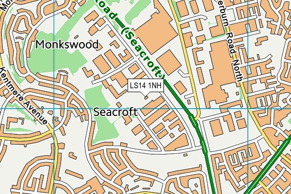 LS14 1NH map - OS VectorMap District (Ordnance Survey) LS14 1NH map - OS VectorMap District (Ordnance Survey)