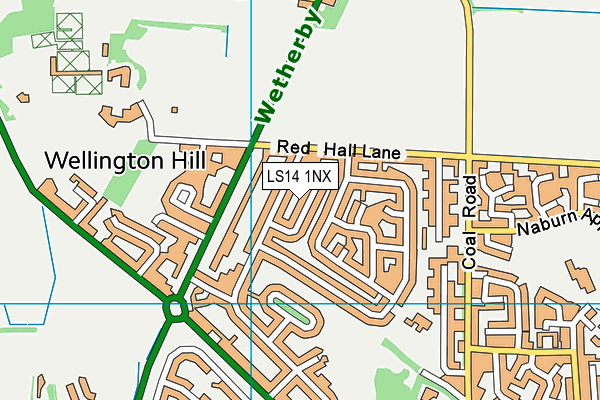 LS14 1NX map - OS VectorMap District (Ordnance Survey) LS14 1NX map - OS VectorMap District (Ordnance Survey)