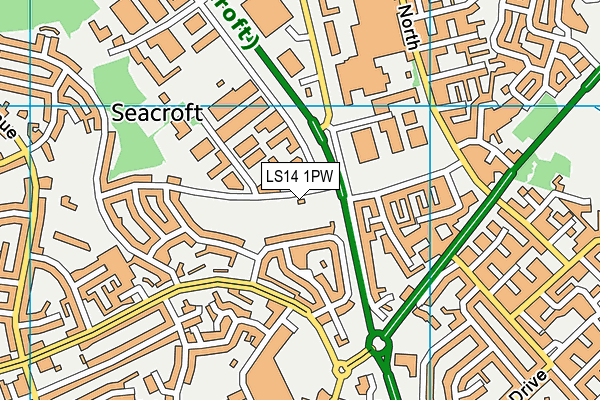 LS14 1PW map - OS VectorMap District (Ordnance Survey) LS14 1PW map - OS VectorMap District (Ordnance Survey)