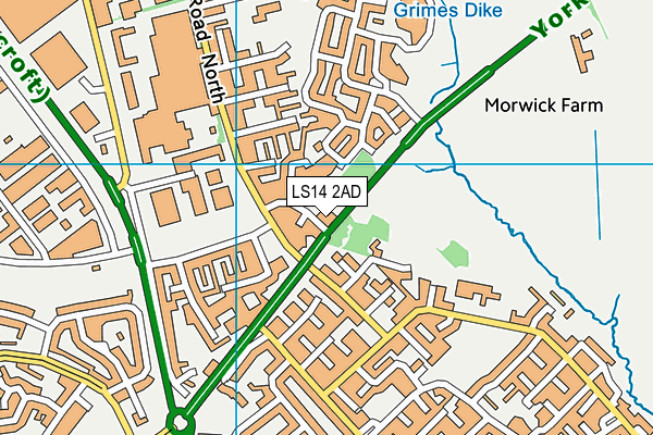 LS14 2AD map - OS VectorMap District (Ordnance Survey) LS14 2AD map - OS VectorMap District (Ordnance Survey)