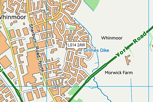 LS14 2AW map - OS VectorMap District (Ordnance Survey)