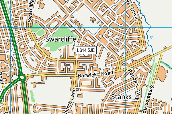 LS14 5JE map - OS VectorMap District (Ordnance Survey) LS14 5JE map - OS VectorMap District (Ordnance Survey)