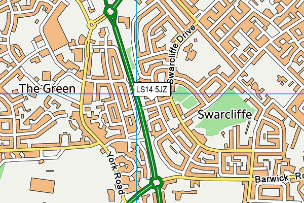 LS14 5JZ map - OS VectorMap District (Ordnance Survey)