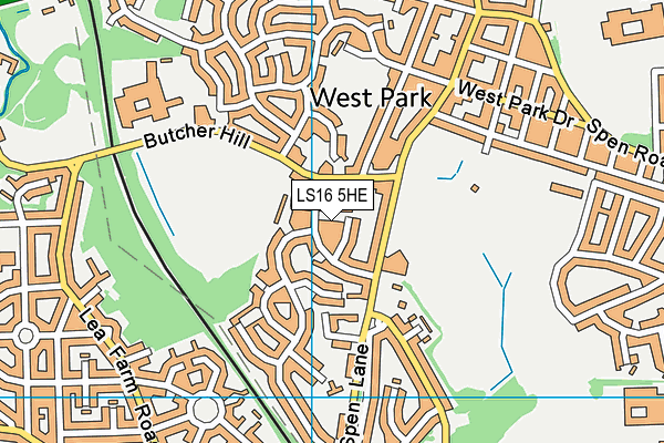 LS16 5HE map - OS VectorMap District (Ordnance Survey) LS16 5HE map - OS VectorMap District (Ordnance Survey)