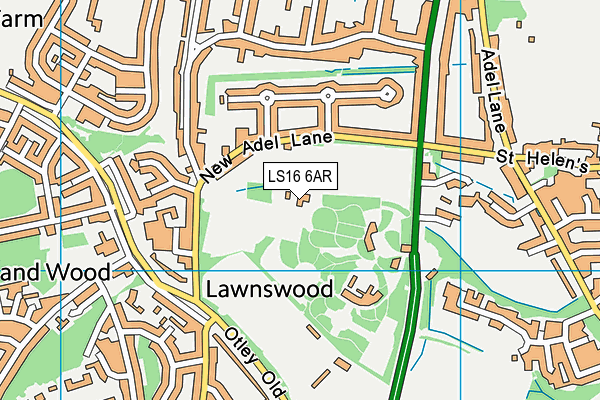LS16 6AR map - OS VectorMap District (Ordnance Survey)