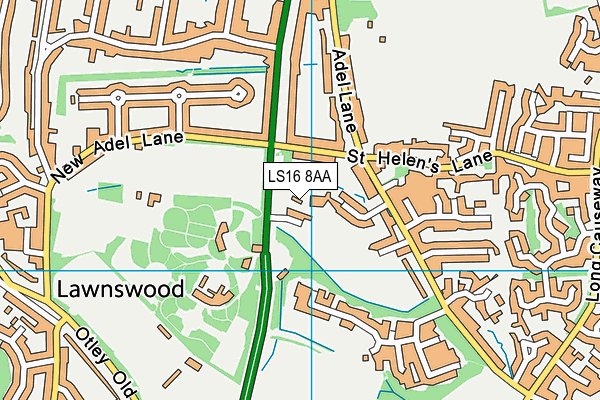 LS16 8AA map - OS VectorMap District (Ordnance Survey)
