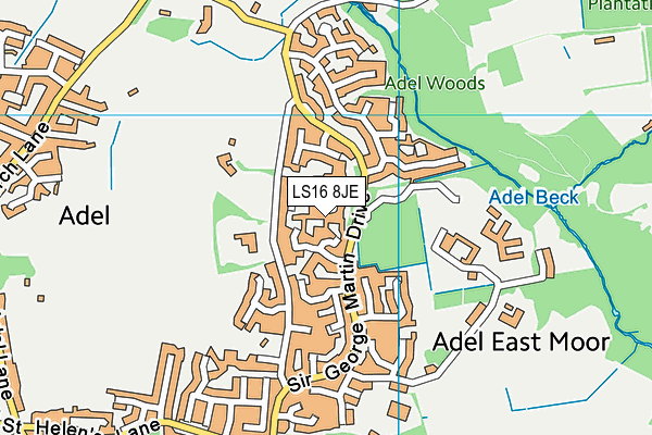 LS16 8JE map - OS VectorMap District (Ordnance Survey) LS16 8JE map - OS VectorMap District (Ordnance Survey)