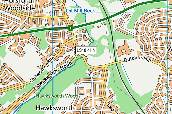 LS18 4HN map - OS VectorMap District (Ordnance Survey) LS18 4HN map - OS VectorMap District (Ordnance Survey)
