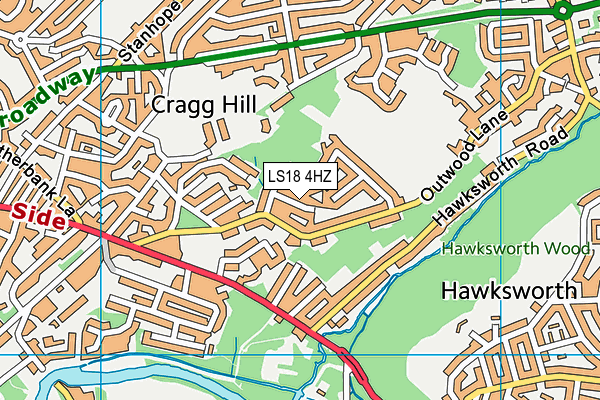 LS18 4HZ map - OS VectorMap District (Ordnance Survey) LS18 4HZ map - OS VectorMap District (Ordnance Survey)
