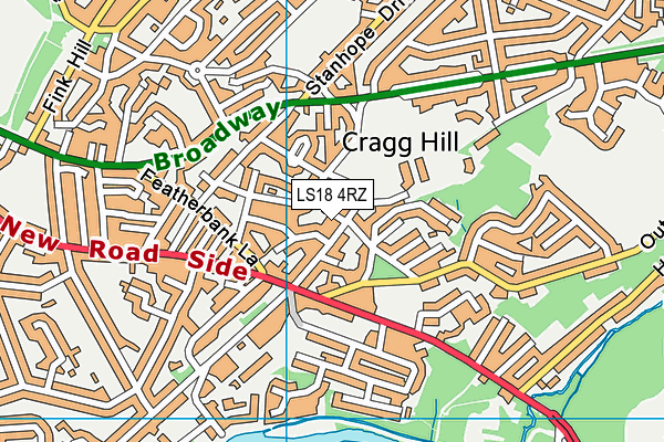 LS18 4RZ map - OS VectorMap District (Ordnance Survey) LS18 4RZ map - OS VectorMap District (Ordnance Survey)