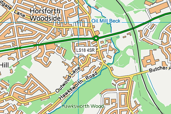LS18 4SR map - OS VectorMap District (Ordnance Survey) LS18 4SR map - OS VectorMap District (Ordnance Survey)
