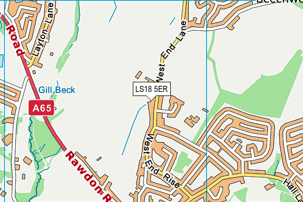 LS18 5ER map - OS VectorMap District (Ordnance Survey) LS18 5ER map - OS VectorMap District (Ordnance Survey)