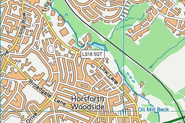 LS18 5GT map - OS VectorMap District (Ordnance Survey) LS18 5GT map - OS VectorMap District (Ordnance Survey)